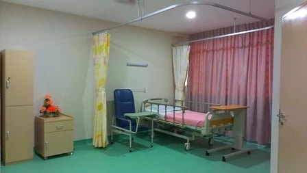 Single-bed resident room at Tabuan Healthcare and Nursing Centre